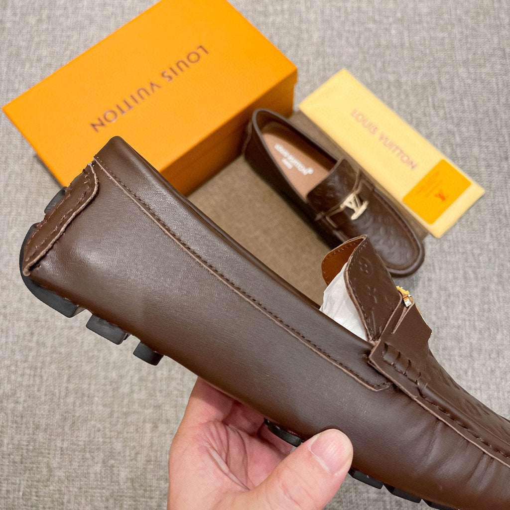 Louis Vuitton Brown Embossed Hardware Loafers — detail