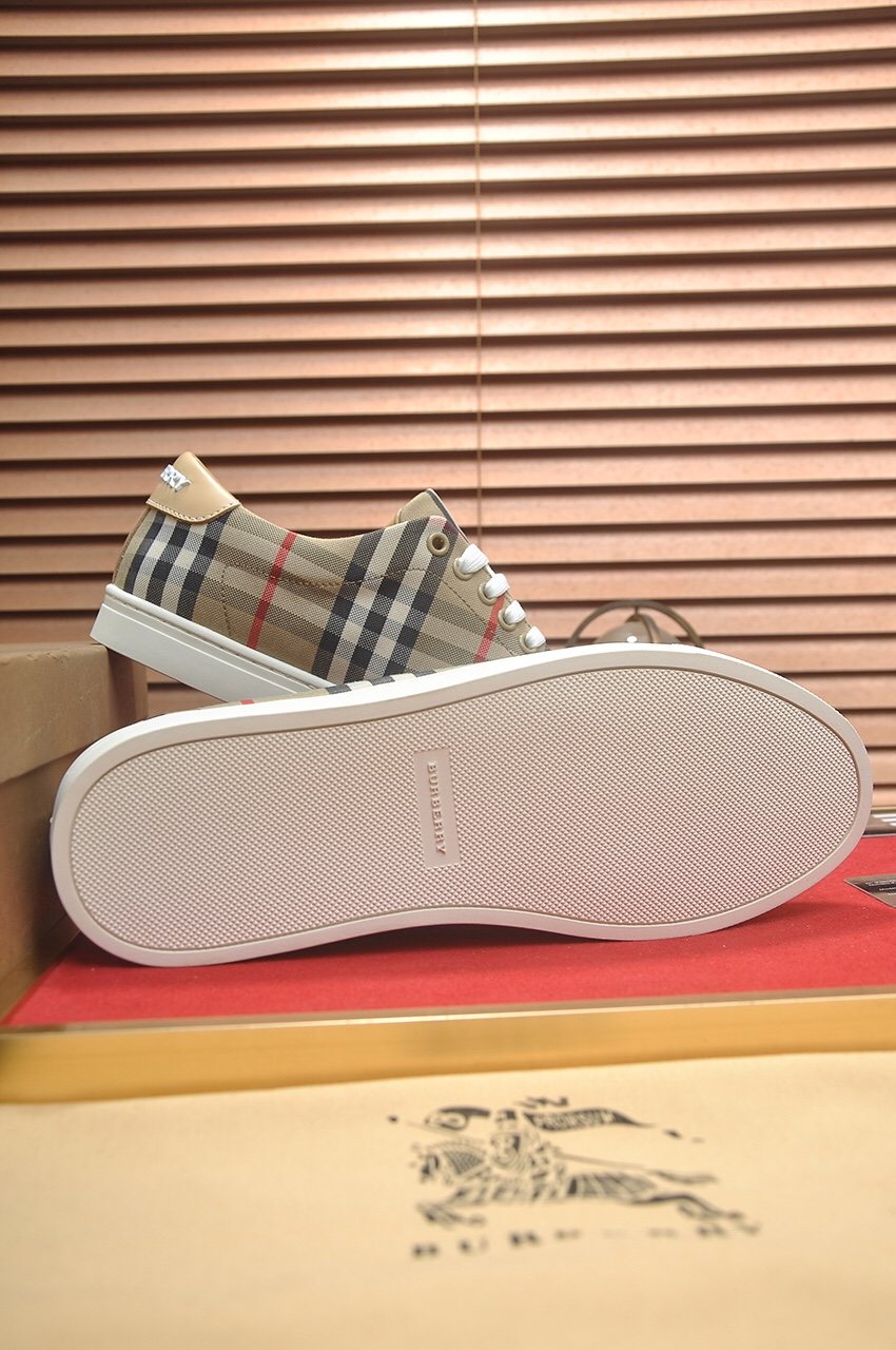 Burberry Beige Check Low-Top Sneakers — side