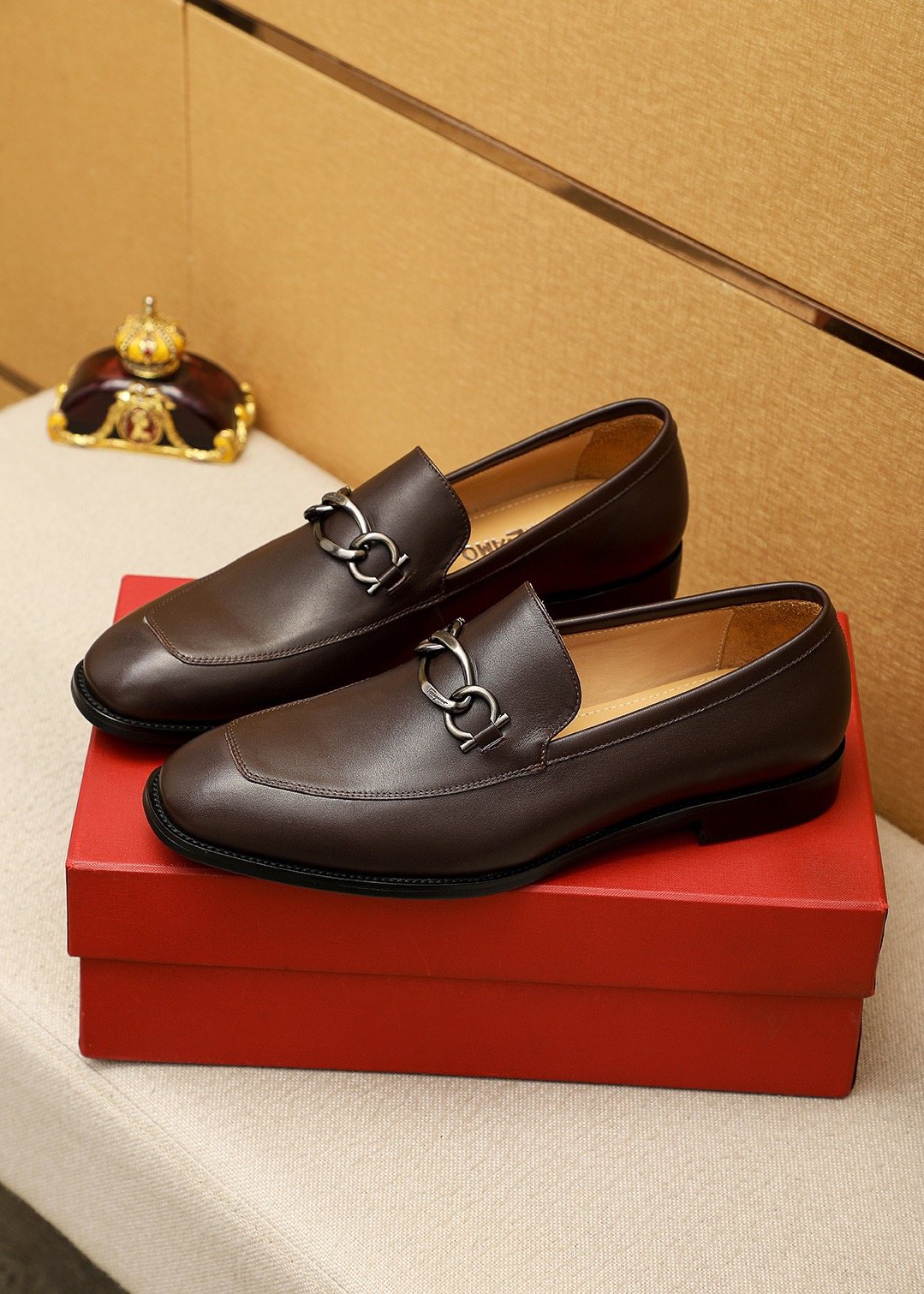 Ferragamo Dark Brown Bit Loafers — front