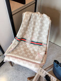 Fringed Geometric Motif Scarf — hero