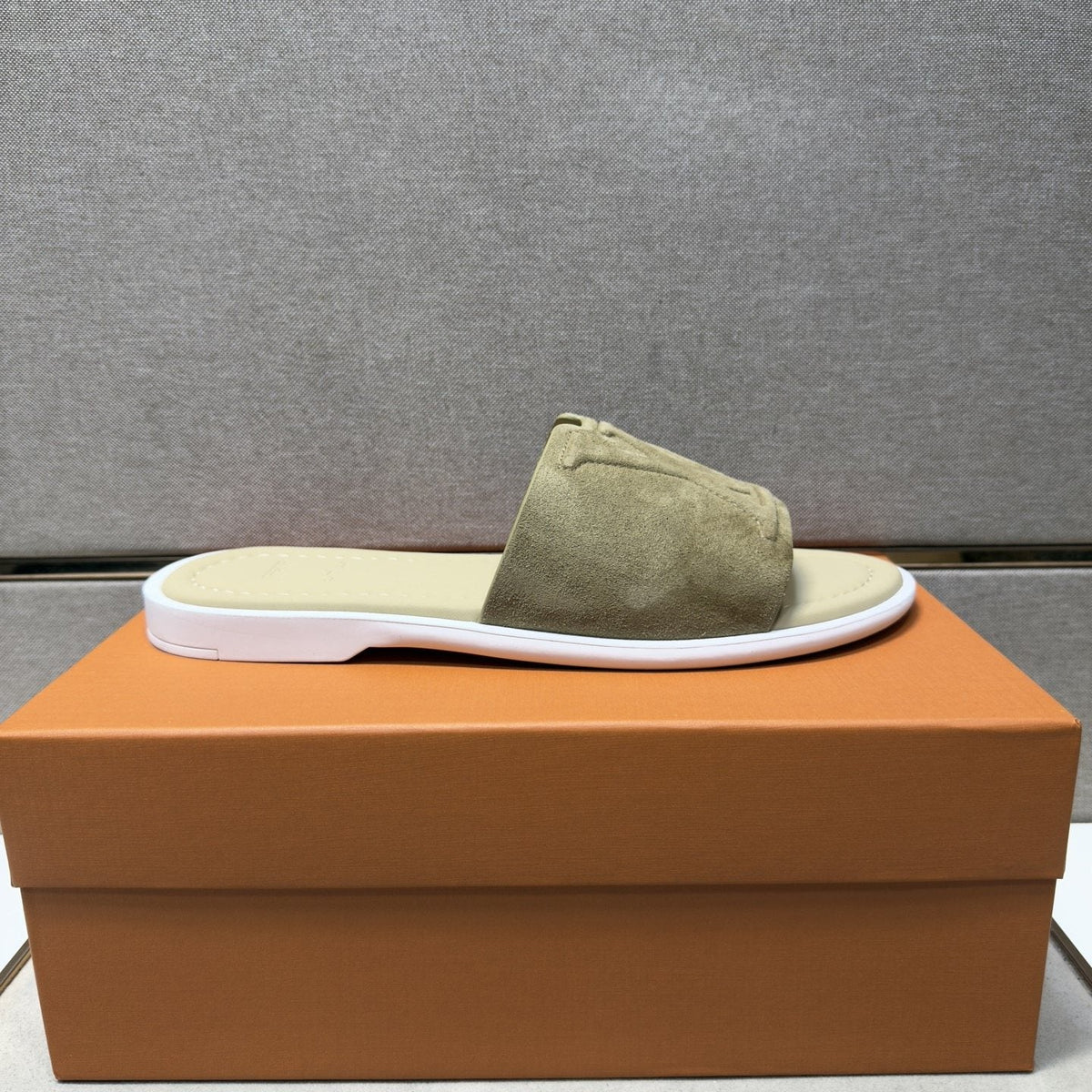 Louis Vuitton Khaki Monogram Slide Sandals — side
