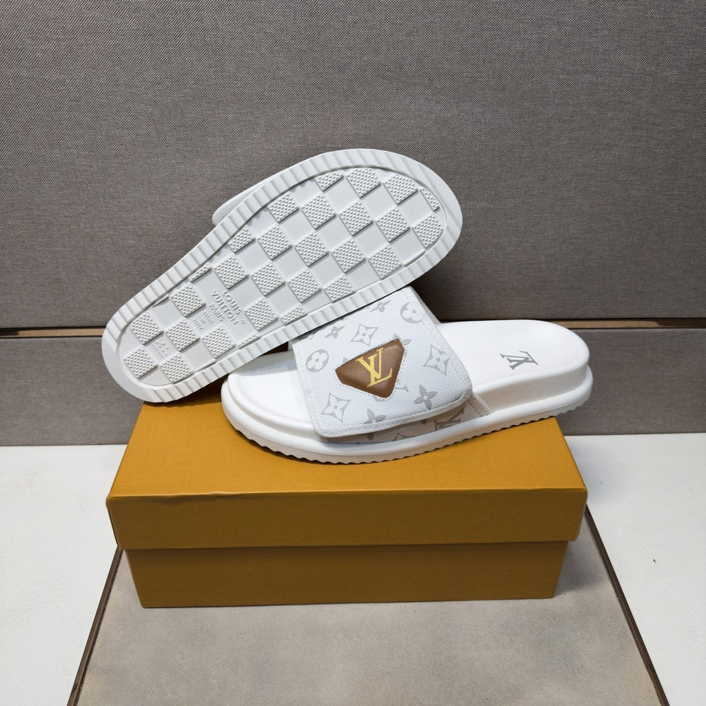 Louis Vuitton Monogram Emblem Slide Sandals — back