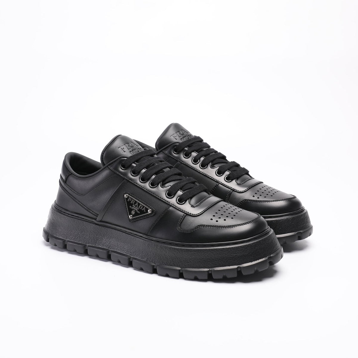PRADA Triangle Plaque Low-Top Sneakers — front