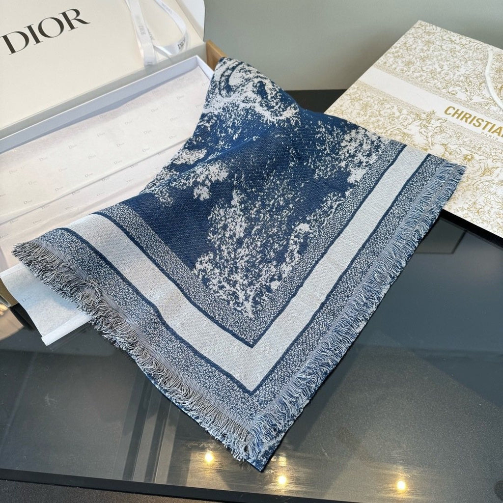 Dior Fringed Animal Print Square Scarf — back