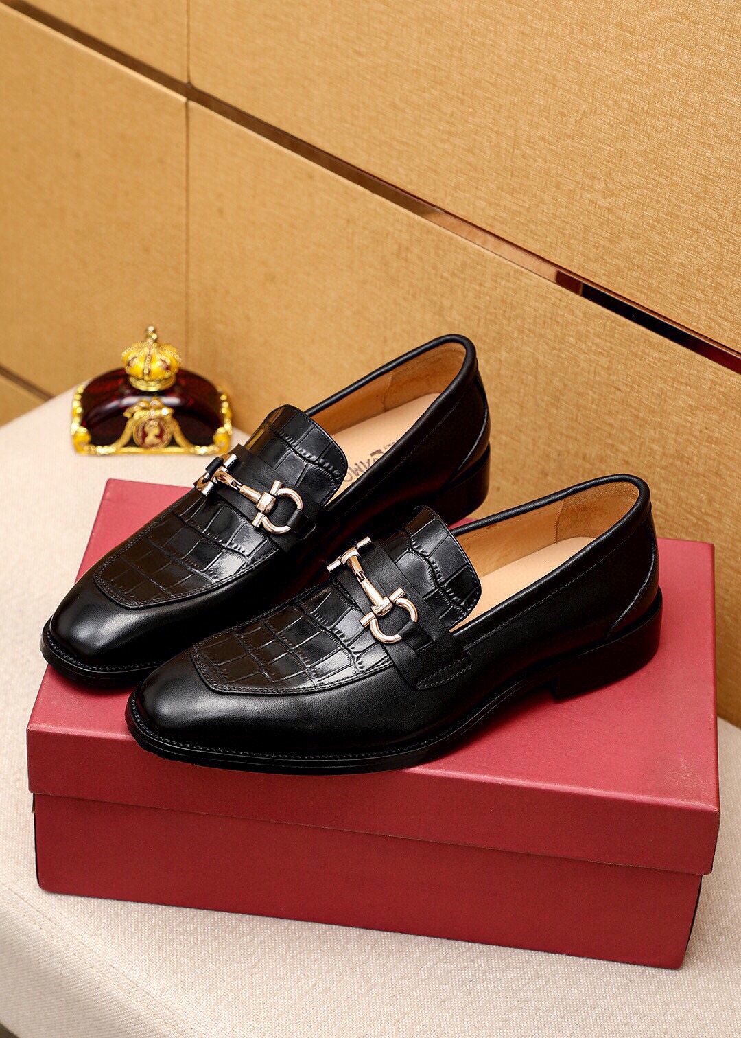 Ferragamo Embossed Bit Loafers — front