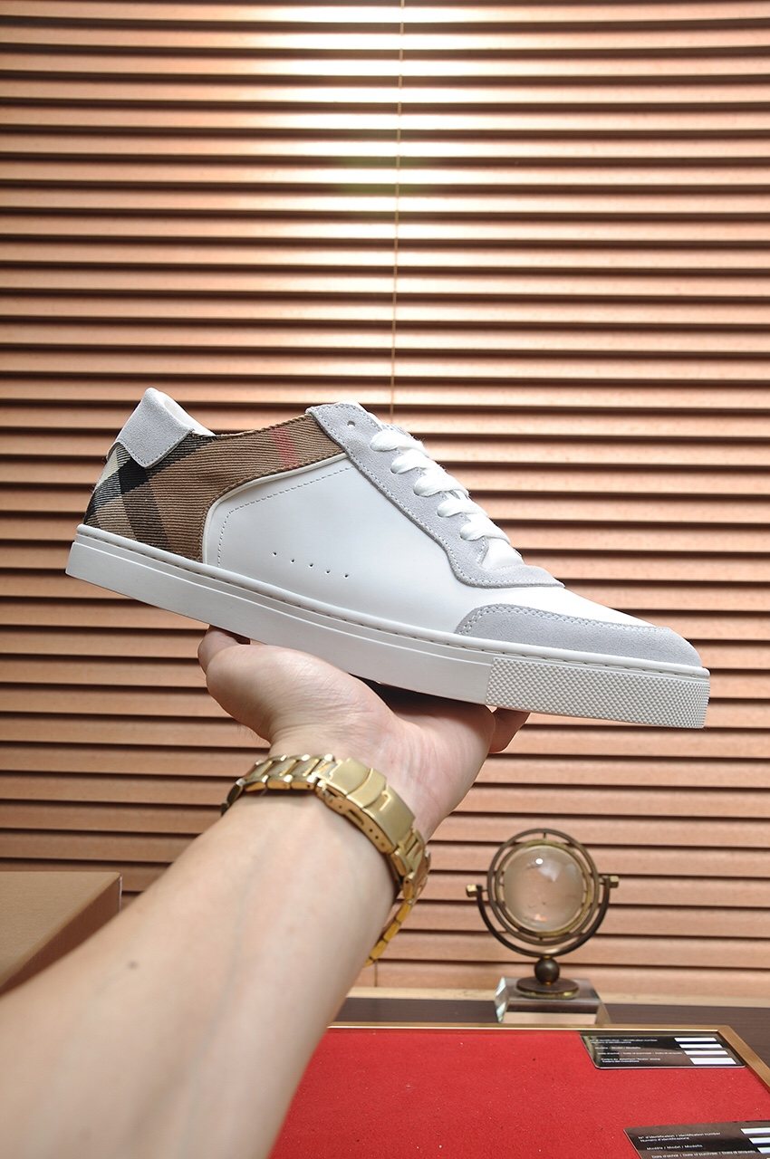 Burberry Check Panel Low-Top Sneakers — side