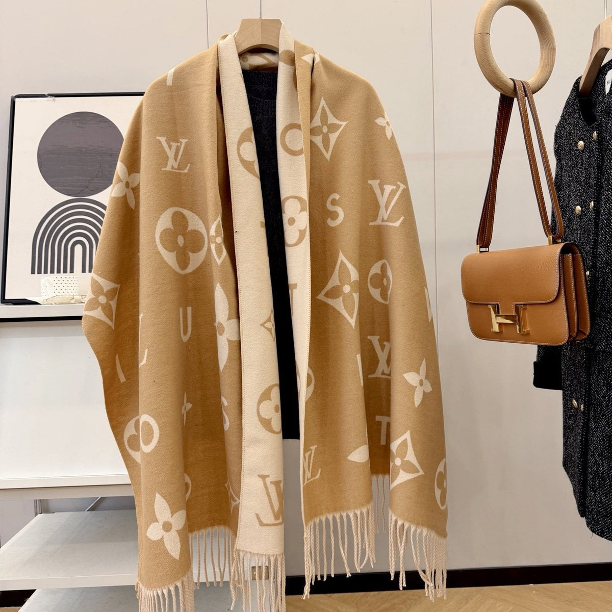 Louis Vuitton Monogram Fringe Scarf — front
